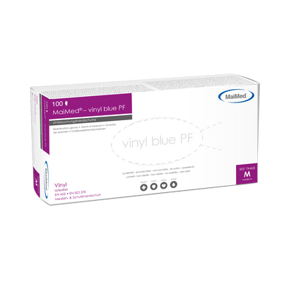 Lámhainní scrúdaithe vinile maiMed-vinile PF, neamh-steiriúil, saor ó phúdar 100 píosa/bosca