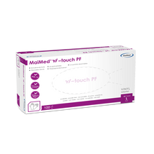 Lámhainní vinil indiúscartha vi-dteagmháil MaiMed, saor ó phúdar, 100 píosa/bosca