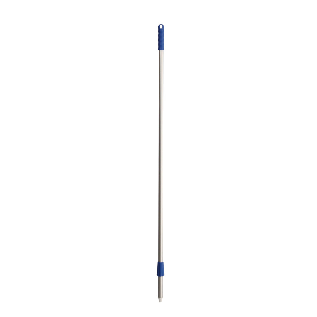The aluminum handle (1450 mm) from Diversey Deutschland GmbH & Co. OHG with blue plastic grips is ideal as a handle for brooms, scrubbers, and squeegees—the practical choice for cleaning equipment.
