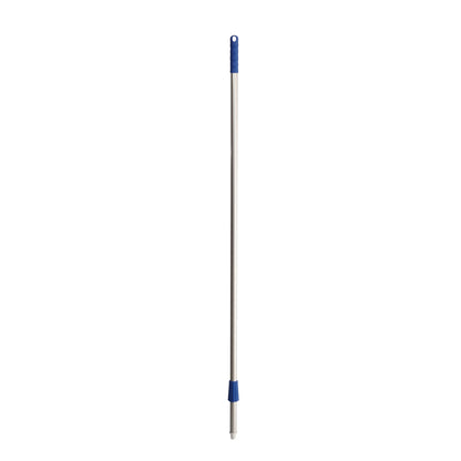 The aluminum handle (1450 mm) from Diversey Deutschland GmbH & Co. OHG with blue plastic grips is ideal as a handle for brooms, scrubbers, and squeegees—the practical choice for cleaning equipment.