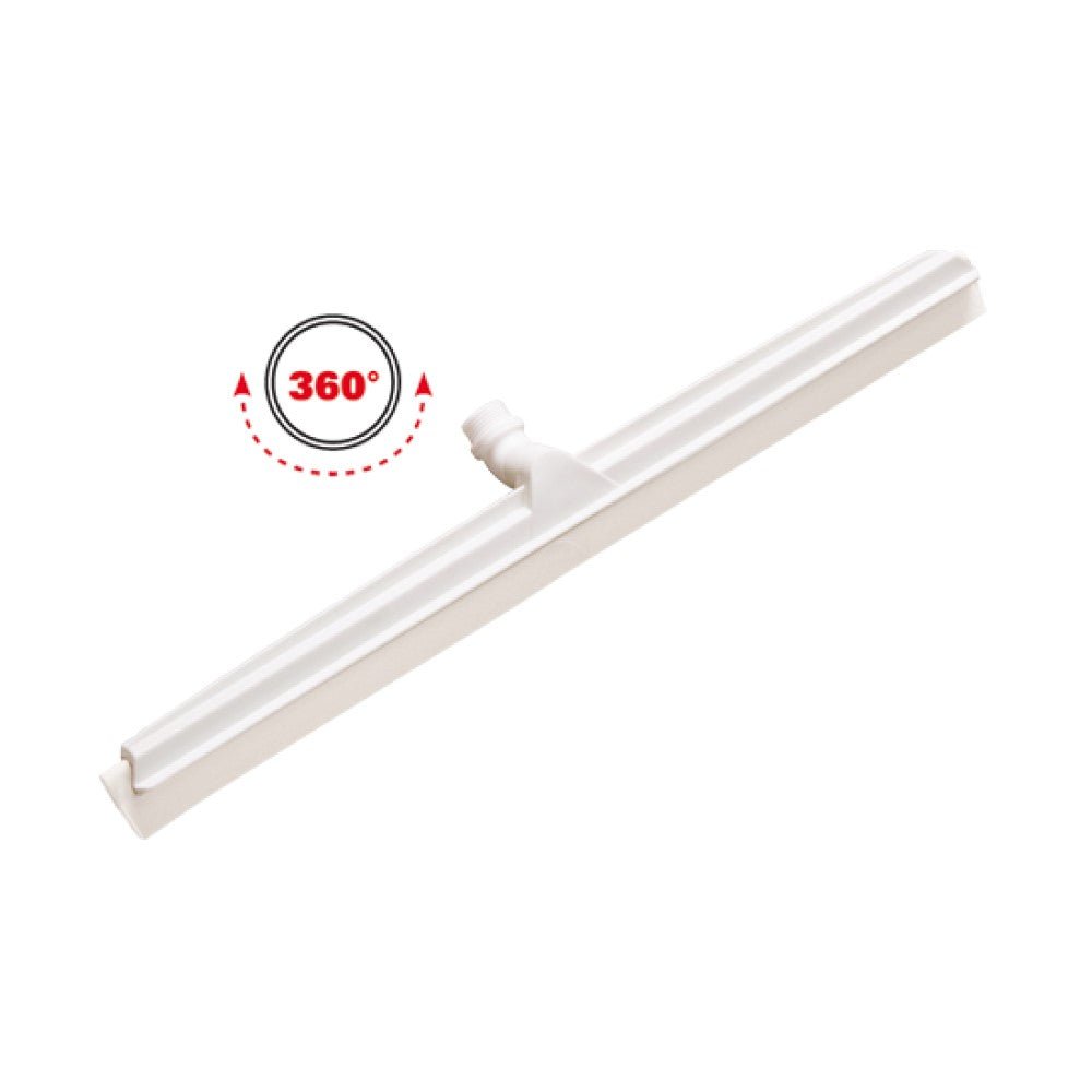 The white water squeegee (615 x 32 x 25 mm) from Diversey Deutschland GmbH & Co. OHG features a central joint for 360° rotatable handle attachment, allowing for efficient cleaning of wet surfaces. The package contains 1 piece.