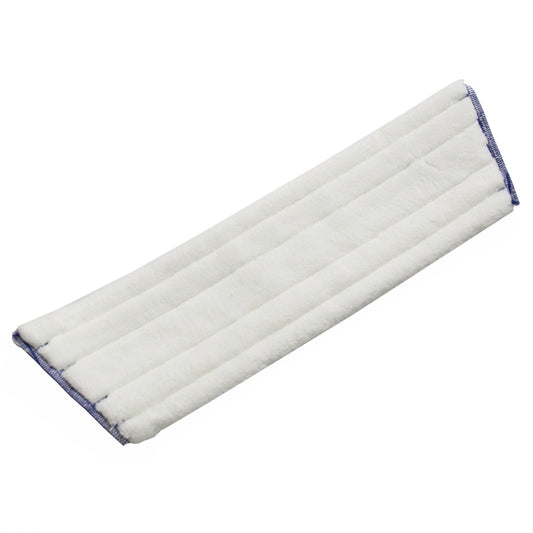 Der TASKI Quick Mop der Diversey Deutschland GmbH & Co. OHG ist ein rechteckiger, flacher Wischmopp aus hochwertiger Mikrofaser mit Steppnähten und hellblauer Kante auf schlichtem weißem Hintergrund für effiziente Reinigung.