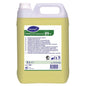 A 5-liter canister of TASKI Jontec Saponet free floor cleaning and care product by Diversey Deutschland GmbH & Co. OHG, soap-based, with a white cap and multilingual label with symbols for natural soap formulations.