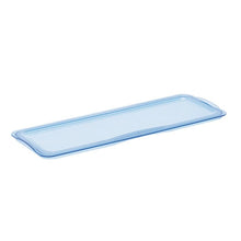 The TASKI mop box lid from Diversey Deutschland GmbH & Co. OHG is a flat, rectangular, transparent, blue lid with raised edges, used for securely and hygienically covering matching containers.
