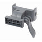 The TASKI connector from Diversey Deutschland GmbH & Co. OHG is an adjustable hinge bracket made of gray plastic with a rectangular base and lever handle, for professional cleaning, shown here as a package (1 piece) on a white background.