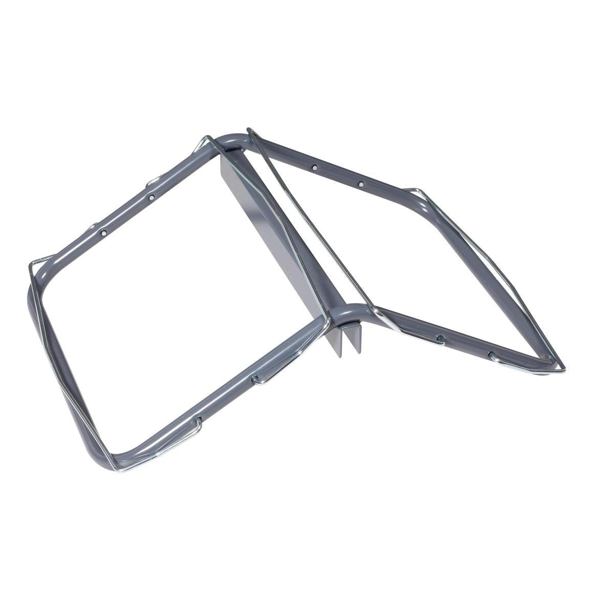 The TASKI bag frame, angled by Diversey Deutschland GmbH & Co. OHG, is rectangular with a central hinge and rounded corners. It has several holes and a raised edge all around for ergonomic, manual operation. Package: 1 piece.