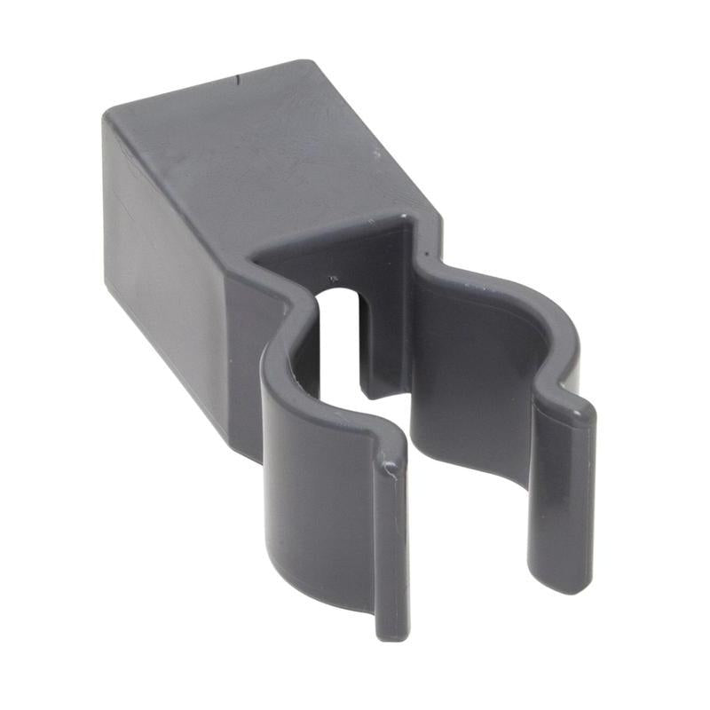 Is clamp plaisteach liath é sealbhóir TASKI le haghaidh stórála málaí ó Diversey Deutschland GmbH & Co. OHG le bun chearnógach agus oscailt U-chruthach, atá deartha le haghaidh ceangail le próifíl alúmanaim i mbainistíocht dramhaíola agus tá imill bhog aige chun rudaí sorcóracha a shealbhú.