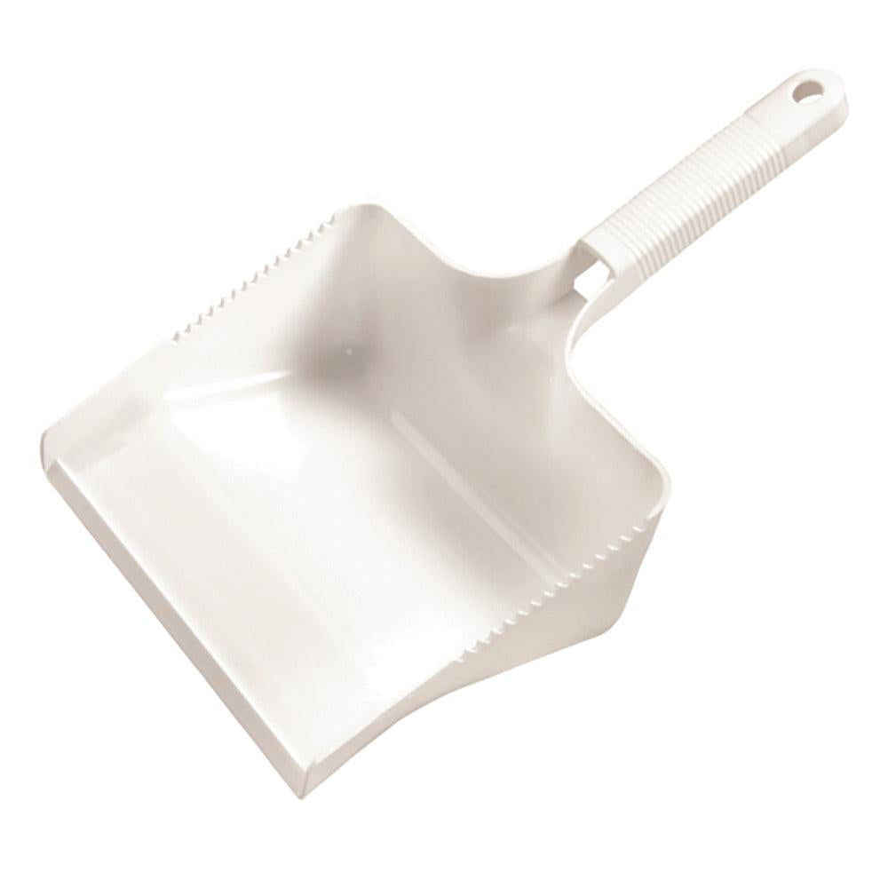 The dustpan matching the hand broom from Diversey Deutschland GmbH & Co. OHG is a white plastic dustpan with a flat edge, raised sides, and a textured handle with a hanging hole – perfect for cleaning in conjunction with your hand broom.
