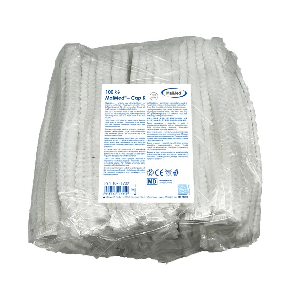 MaiMed-Cap K, caipín gearrthóg déanta as PP, 100 píosa/mála