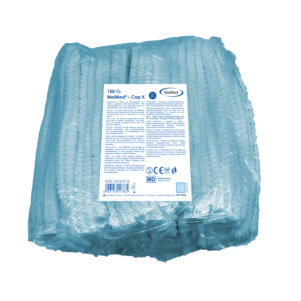 MaiMed-Cap K, caipín gearrthóg déanta as PP, 100 píosa/mála