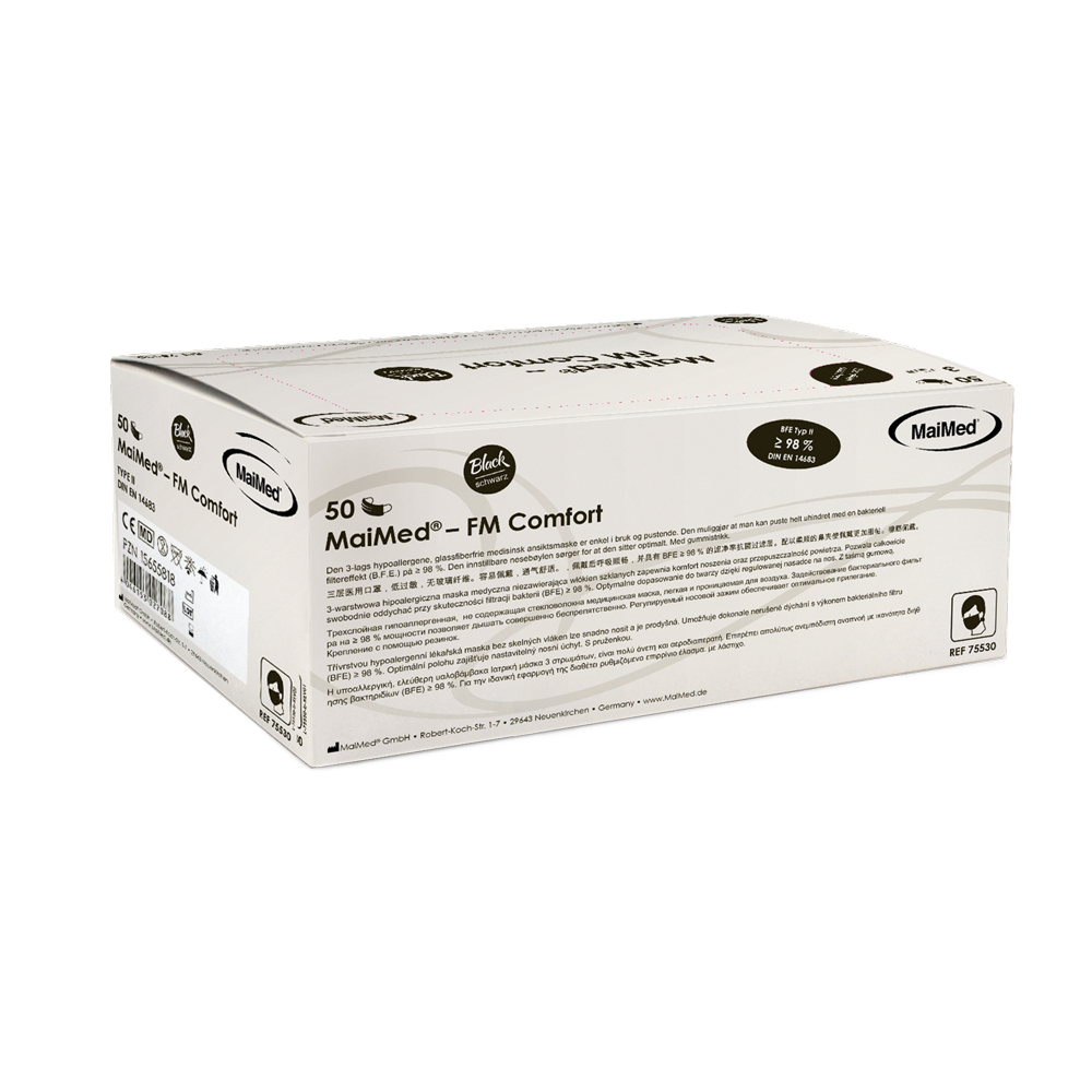 MaiMed-FM Masc máinliachta chompord, neamh-steiriúil, 3-ply, 50 píosa/bosca