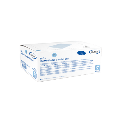 MaiMed-FM C móide., masc, unst. le masc máinliachta rubair, neamh-sterile, 3-ply, gorm, 50 ríomhaire./bosca | Bosca (50 píosa)