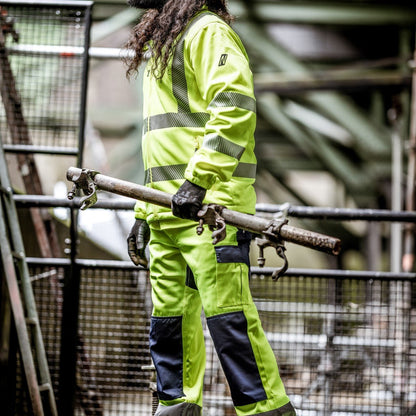 NITRAS MOTION TEX VIZ, long high-visibility work trousers