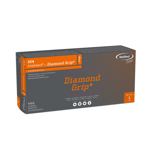 MaiMed-Diamond Grip+ orange, non-sterile, pf latex-free nitrile glove