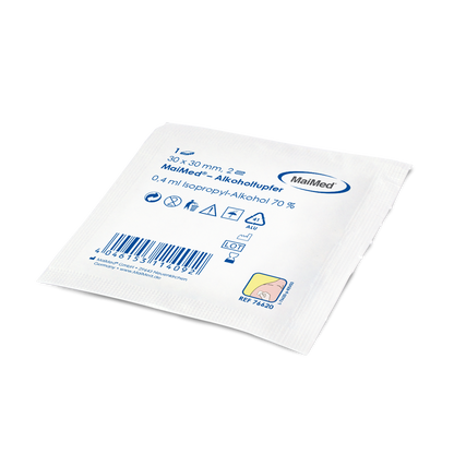 Meditrade alcohol swab 30 x 30 mm white non -woven fabric two -layer | Box (100 pieces)