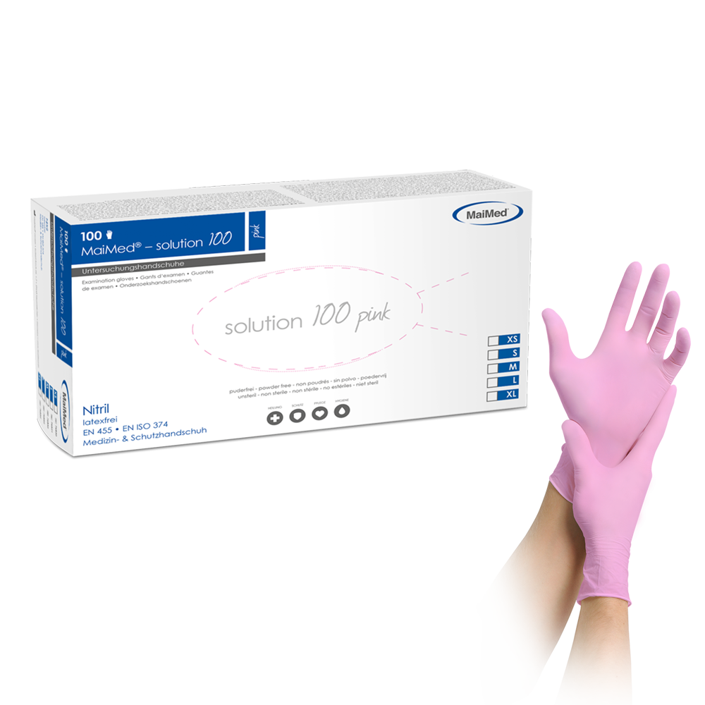 MaiMed-solution 100 pink non-sterile, powder-free latex-free glove, blue, 100 pieces/box