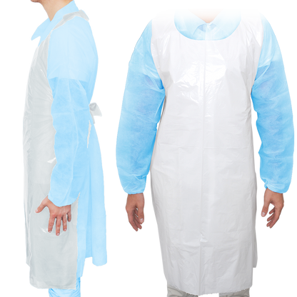 Corpoideachas Solas Naprúin MaiMed, naprún déanta as PE 75x120cm bán, 100 píosa/pacáiste, blocáilte, dromchla mín | Pacáiste (100 píosa)