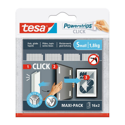 tesa Powerstrips Click Velcro Adhesive Pads, white, 1 roll, Item No. 77720-00020-00