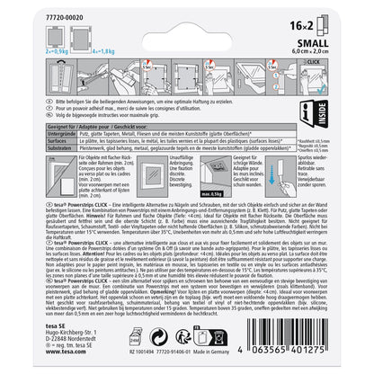 tesa Powerstrips Click Velcro Adhesive Pads, white, 1 roll, Item No. 77720-00020-00