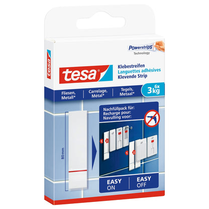 tesa Adhesive Tape for Tiles and Metal, White, up to 3 kg