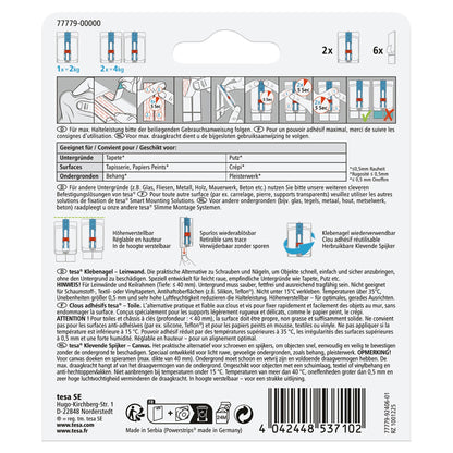 tesa Adhesive Nail for Wallpaper & Plaster, White, up to 2 kg