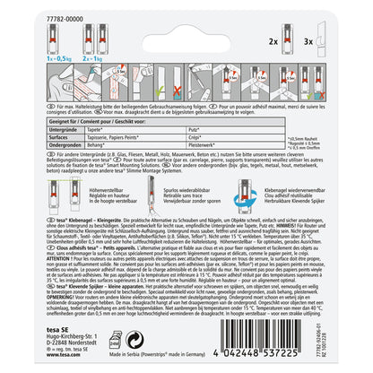 tesa Adhesive Nailer for Wallpaper & Plaster, Small, White, up to 0.5 kg