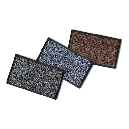 The Nölle Profi Brush dirt-trapping mat (60x40 cm, assorted 3 colors, 1 piece) from Nölle Profi Brush Bürsten- & Pinseltechnik e.K. features a textured surface and a black border—ideal for any entryway.