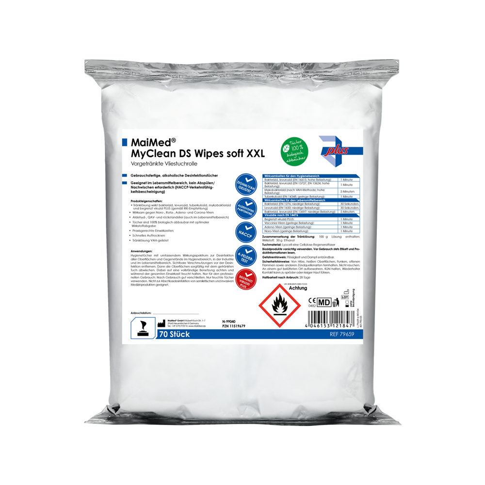 MaiMed MyClean DS Wipes soft XXL - 70 sheets pre-soaked with MaiMed MyClean DS | Pack (70 sheets)