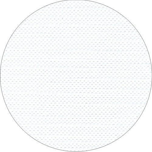 A close-up of a white round disc with a subtle texture, resembling the high-quality tissue of the PAPSTAR tablecloth, tissue "ROYAL Collection" from PAPSTAR GmbH, against a plain white background.
