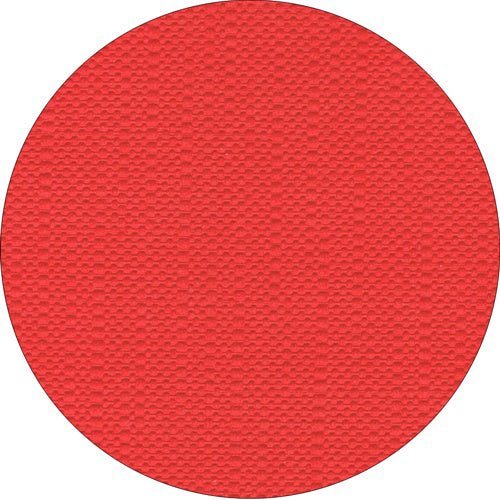 A red, round object with a knobbed structure - reminiscent of the bright tablecloth "ROYAL Collection" from PAPSTAR GmbH - viewed from above.