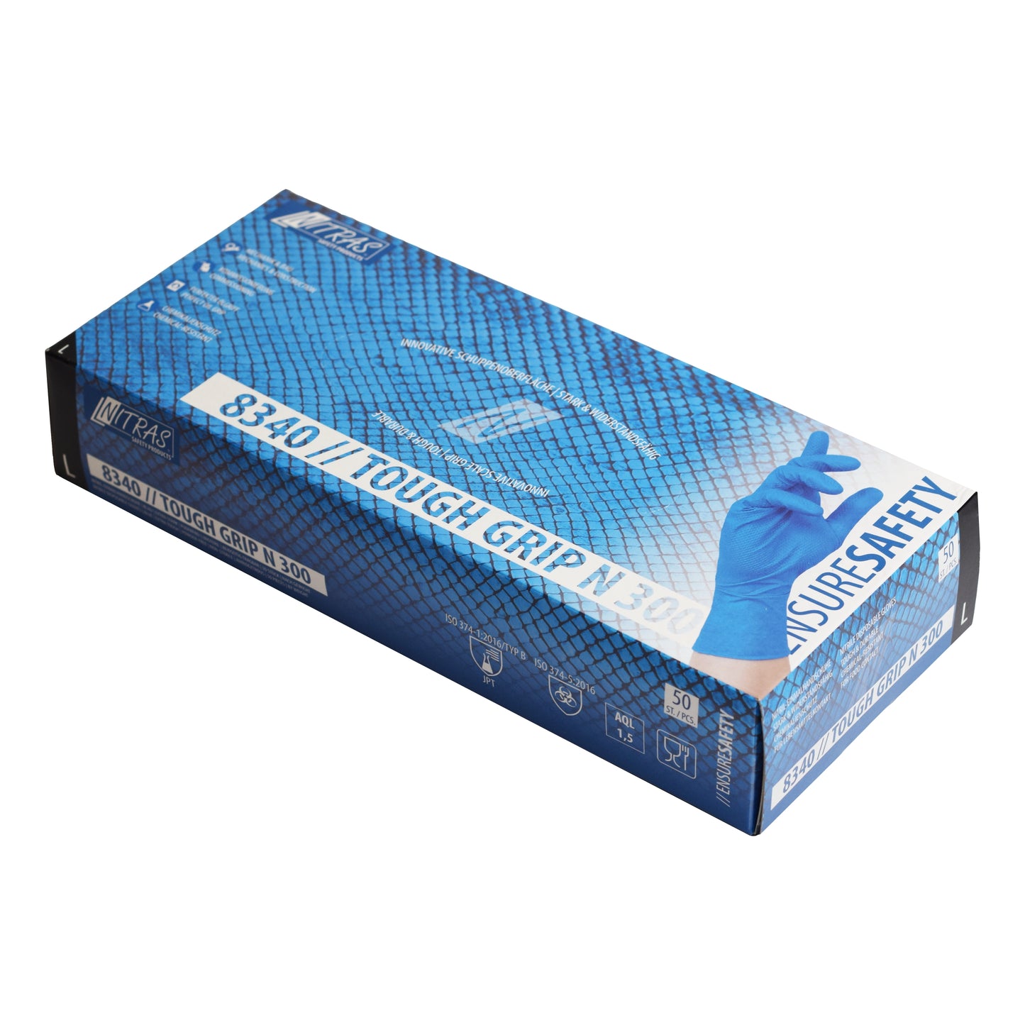 NITRAS TOUGH GRIP N 300, nitrile disposable gloves, blue