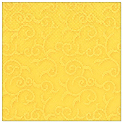 The yellow napkin PAPSTAR 50 "ROYAL Collection" napkins 1/4-fold 40 x 40 cm by PAPSTAR GmbH is fully covered with an embossed vine pattern.