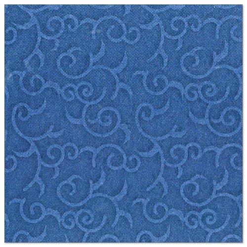 A 40 x 40 cm dark blue napkin from the PAPSTAR "ROYAL Collection" from PAPSTAR GmbH with a subtle, embossed vine pattern. Delivered in a pack of 50 and folded to 1/4 size.