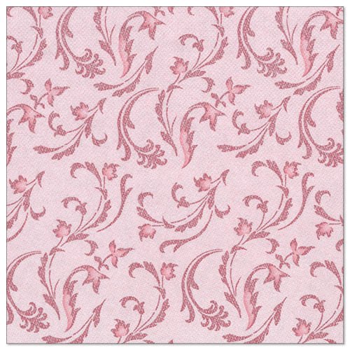 A burgundy, square napkin from the PAPSTAR ROYAL Collection with a swirling, floral vine and leaf pattern, 40 x 40 cm, 1/4-fold.