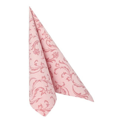 A burgundy PAPSTAR napkin from the ROYAL Collection (40 x 40 cm, 1/4-fold) of PAPSTAR GmbH is folded into a standing triangular shape and stands against a plain white background.