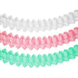 The PAPSTAR GmbH garland paper (Ø 16 cm), color assorted "Pastel", features colors white, pink, and mint green with a folded geometric pattern - a stylish choice for pastel-colored party decoration.