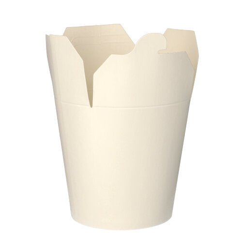 The PAPSTAR 50 pasta boxes made of white cardboard (from PAPSTAR GmbH) is an open takeout container - ideal for transporting food in the catering industry, presented on a white background.