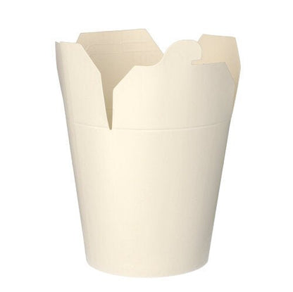 The PAPSTAR 50 pasta boxes made of white cardboard (from PAPSTAR GmbH) is an open takeout container - ideal for transporting food in the catering industry, presented on a white background.
