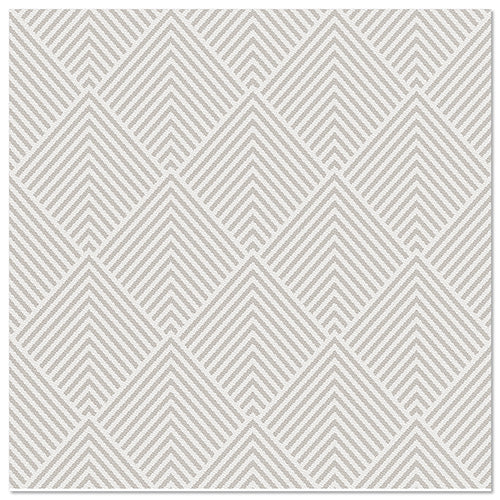 Ein sich wiederholendes geometrisches Muster aus hellgrauen Rautenformen mit Chevron-Linien auf Weiß, ideal für PAPSTAR 50 Servietten "ROYAL Collection" 1/4-Falz 40 x 40 cm grau von PAPSTAR GmbH.