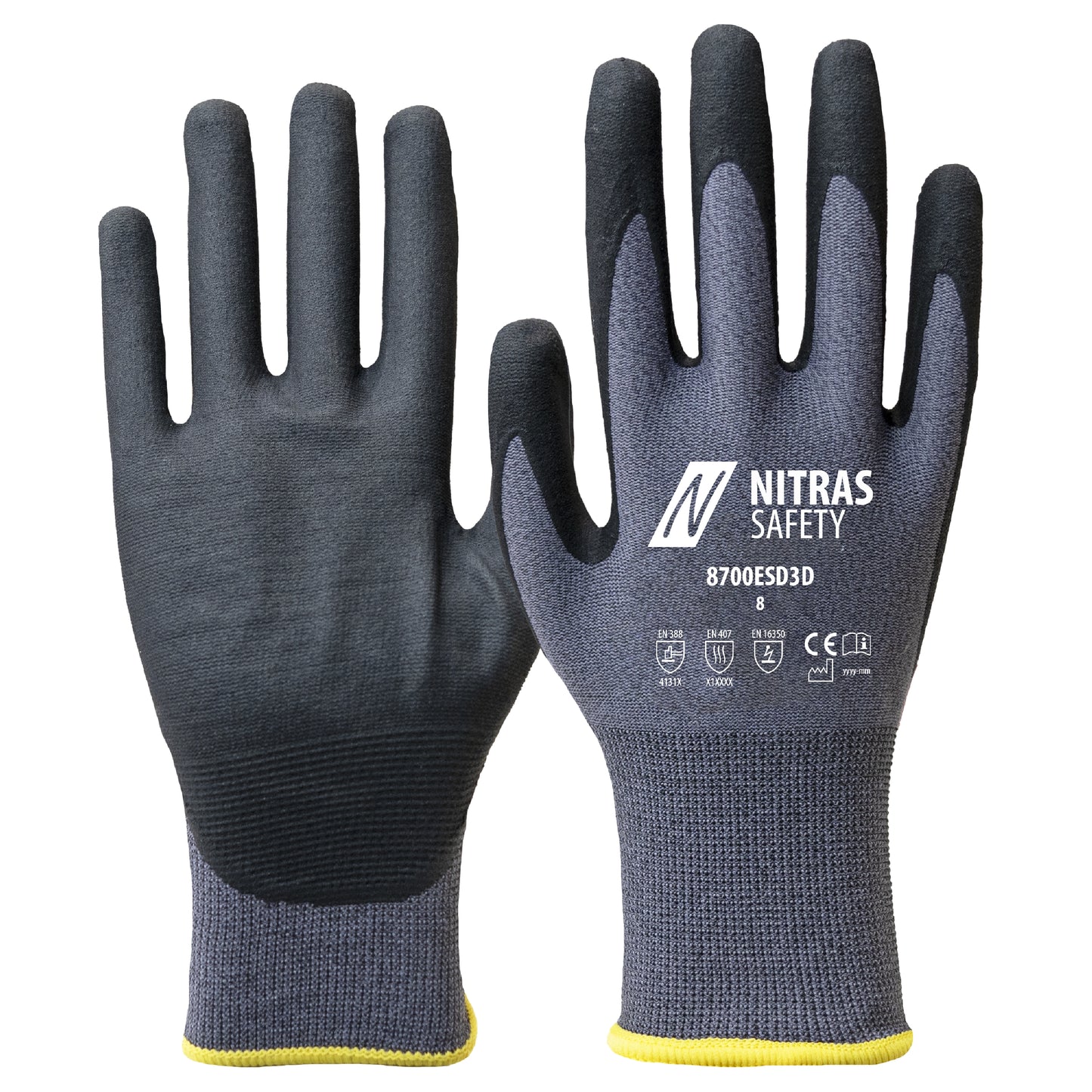 NITRAS assembly gloves, gray / black