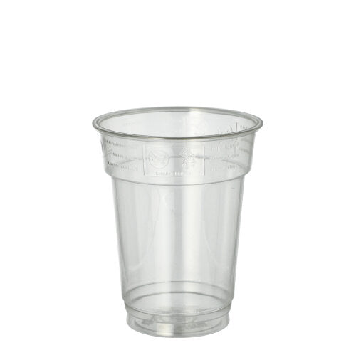 The Starpak 40 drinking cup "Hurricane" PET 0.2l (Ø 7.8cm · 9.7cm) crystal clear is depicted empty on a white background; the disposable cup has a conical shape and a rolled rim. 40-pack from Starpak.