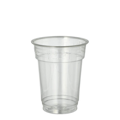 The Starpak 40 drinking cup "Hurricane" PET 0.2l (Ø 7.8cm · 9.7cm) crystal clear is depicted empty on a white background; the disposable cup has a conical shape and a rolled rim. 40-pack from Starpak.