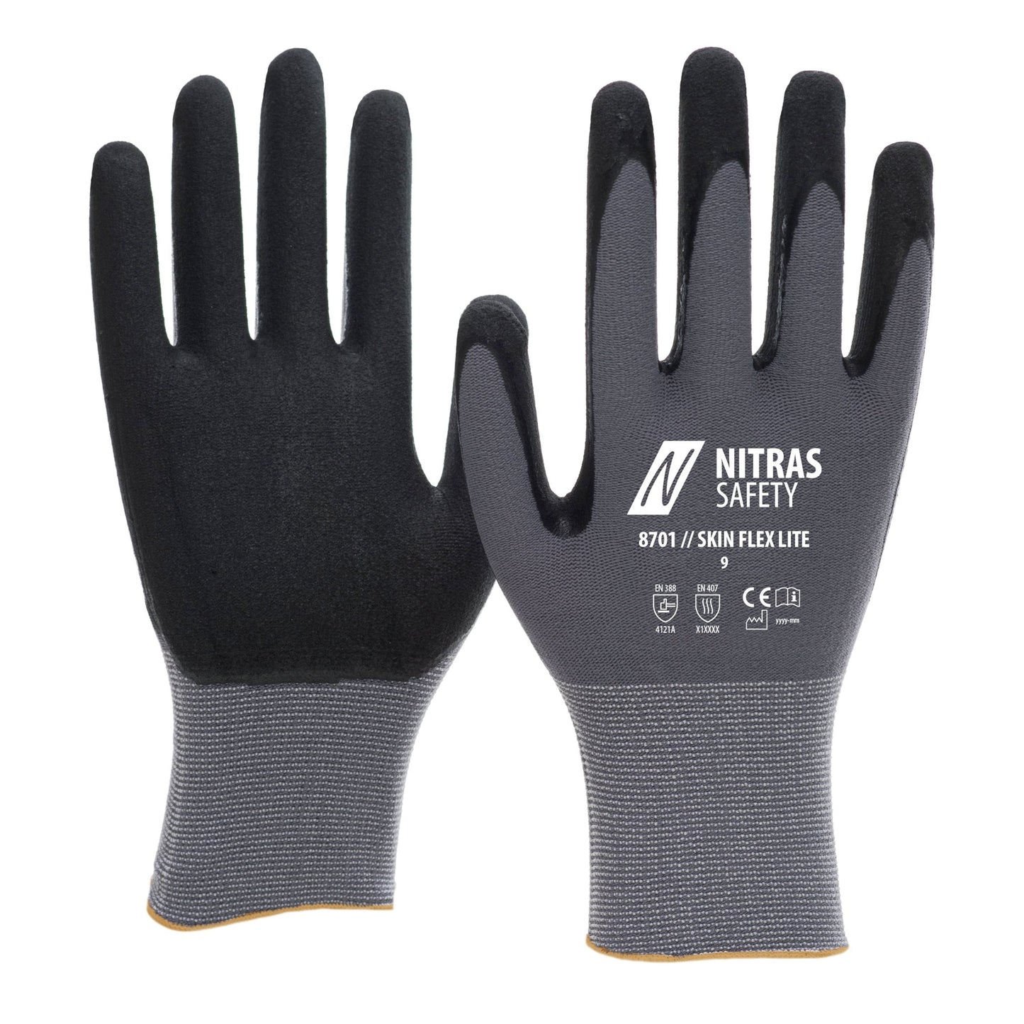 NITRAS SKIN FLEX LITE, assembly gloves, gray / black