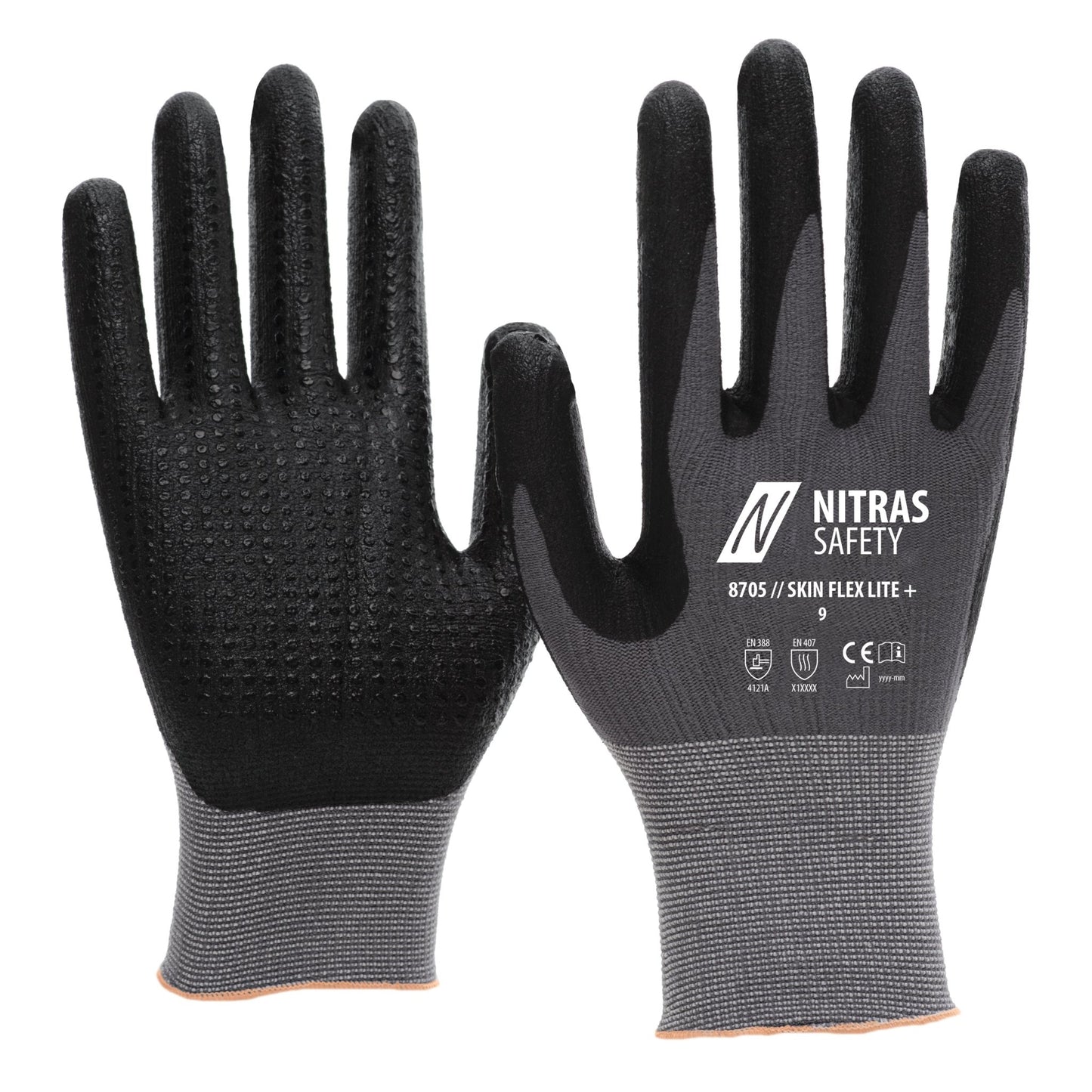 NITRAS SKIN FLEX LITE+, assembly gloves, gray / black
