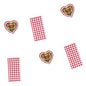 The PAPSTAR paper bunting "Hüttengaudi" (4 m) from PAPSTAR GmbH is a festive party decoration with red and white checkered flags and heart-shaped gingerbread motifs decorated with white and blue icing. The background is plain white.