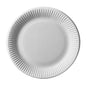 The 12 plates, cardboard "pure" round, white from PAPSTAR GmbH are simple white round plates made of recycled cardboard with a raised, corrugated edge – an environmentally friendly choice for any event.