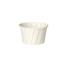 The PAPSTAR round dressing cup, 6.6 cm, white, paper "pure" (100 pieces) from PAPSTAR GmbH is an eco-friendly, folded paper cup for spices or sauces, depicted empty on a plain white background.