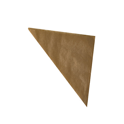 A single PAPSTAR 1000 cone bags parchment substitute greaseproof bag from PAPSTAR GmbH, often used as fries packaging, is folded diagonally into a triangle and isolated on a white background.