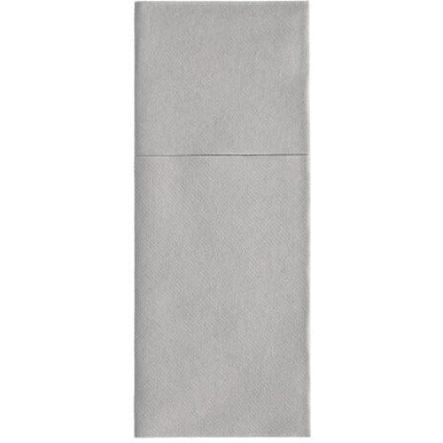 Tá Starpak 100 pócaí cutlery, Airlaid 40 cm x 48 cm le fillteán cutlery, mar napkins dronuilleogacha liath éadrom fillte i dtrí chuid le fillteán uachtarach - iontach do mhaisiúchán boird galánta nó mar phócaí cutlery stíle.