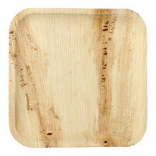 The PAPSTAR palm leaf plate "pure" square (25.5 cm) from PAPSTAR GmbH is a square, environmentally friendly plate with visible wood grain - biodegradable and available in a box of 25 pieces.